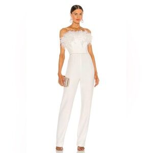 Lola Blanc Feather Jumpsuit in White
Bronx and Banco